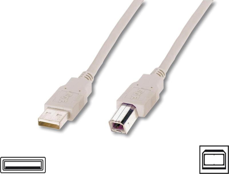 USB 2.0 Bağlantı Kablosu, USB A Erkek - USB B Erkek, 1.8 metre, AWG 28, USB 2.0 uyumlu, UL, bej renk