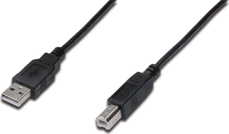 USB 2.0 Bağlantı Kablosu, USB A Erkek - USB B Erkek, 3 metre, AWG 28, USB 2.0 uyumlu, UL, siyah renk