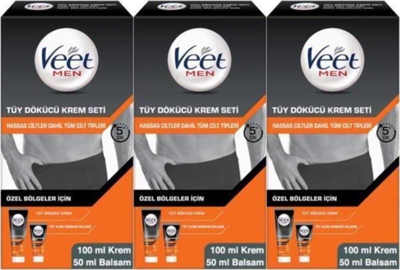 Özel Bölgeler İçin Tüy Dökücü Krem Seti 100&50 ml x3