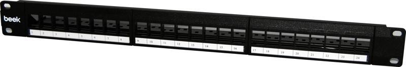 24 Port Modüler Boş Patch Panel, Zırhlı/Ekranlı (Shielded), Arkadan Kablo Düzenleyicisi ile bir