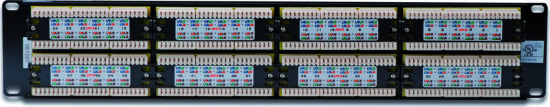 19 Inch CAT 6 UTP Patch Panel, Zırhsız, 48 port RJ45, 8P8C, LSA, 2U Siyah renk RAL 9005