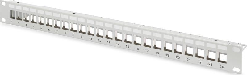 24 Port Boş Patch Panel, Zırhlı, 1U Yüksekliğinde, Gri Renk