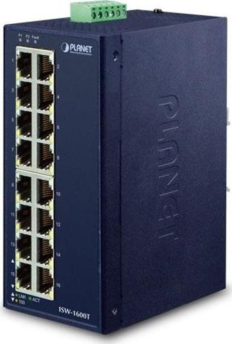 Endüstriyel 16-Port 10/100TX Fast Ethernet Switch (-40~75 derece C)&lt;br&gt;Industrial 16-Port 10/1