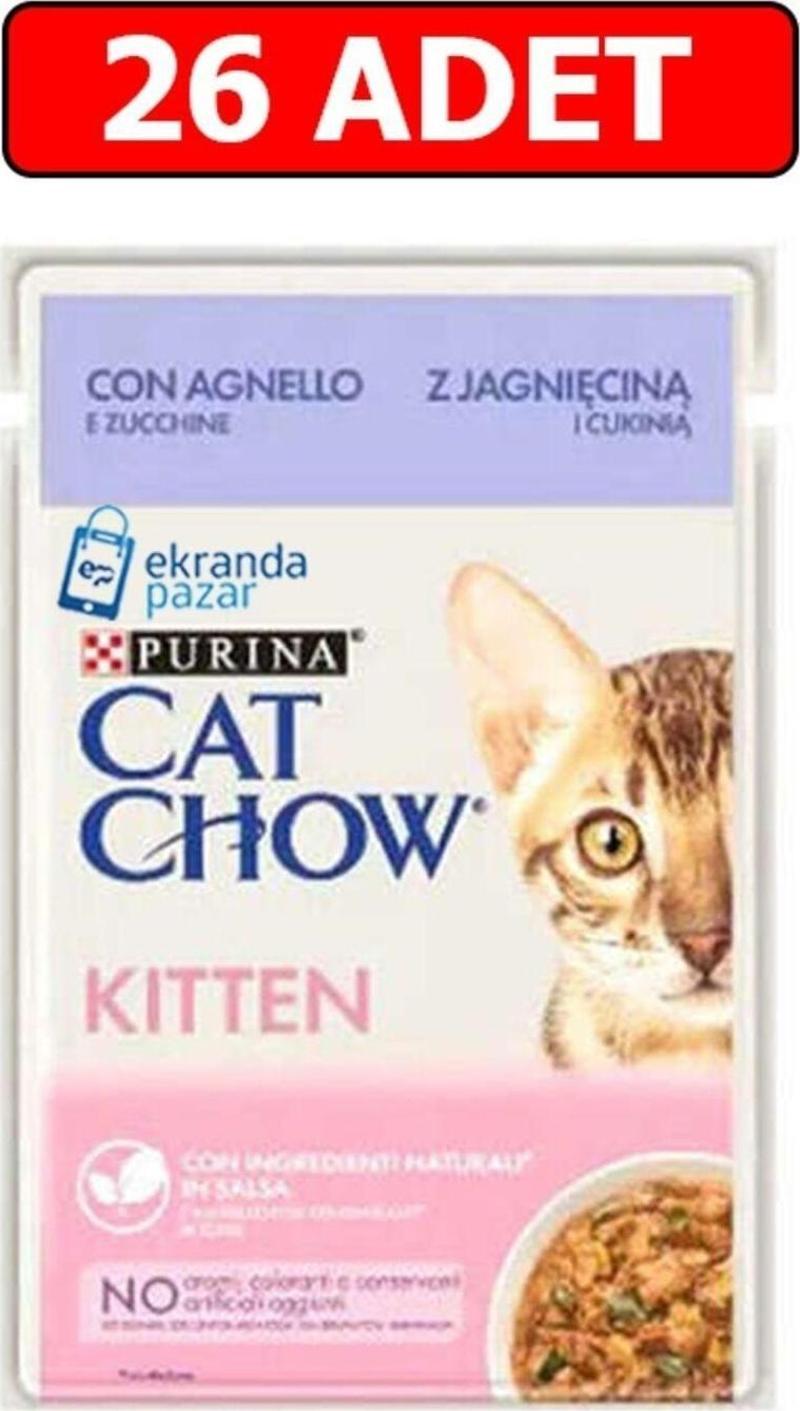  Catchow Kitten Kuzu Etli Ve Kabaklı Yavru Kedi Islak Maması 85gr 26 Adet Kedi Yaş Mama