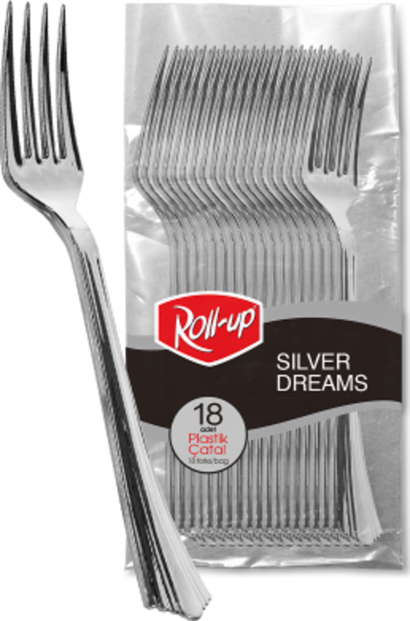 Roll-Up Metal Görünümlü Plastik Çatal 18li
