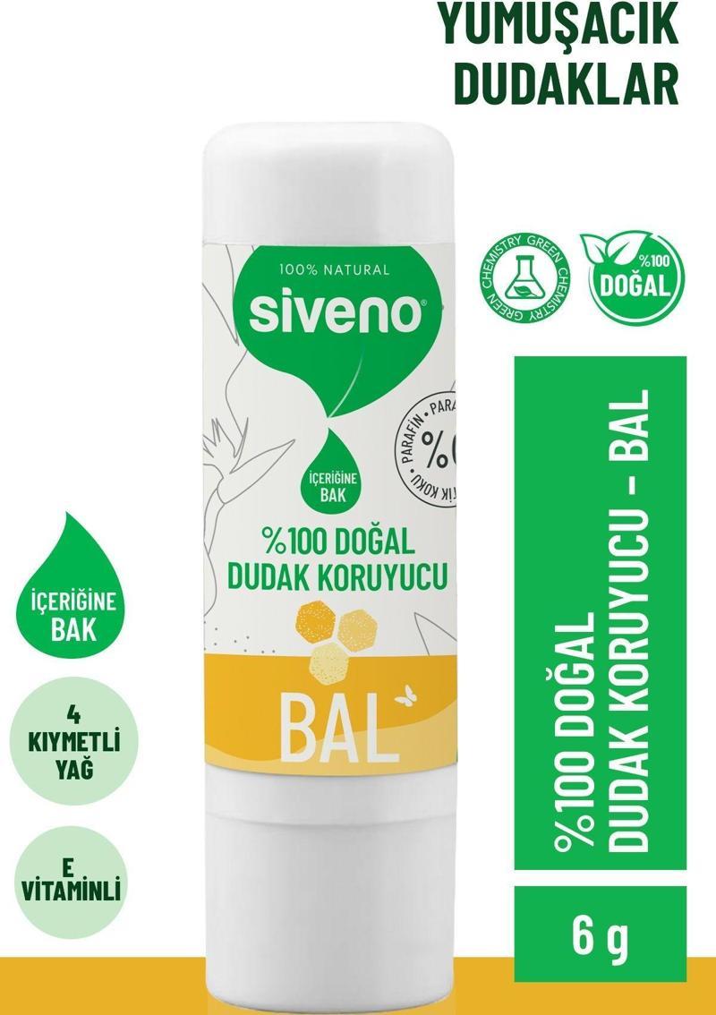 %100 Doğal Dudak Koruyucu Bal Bitkisel Lipbalm Dudak Kremi Nemlendirici Parlatıcı Onarıcı 6 G