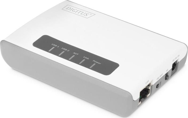 2-Port USB 2.0 Kablosuz Çok Fonksiyonlu Ağ Sunucusu, 300 Mbps, Network USB Hub, Print Server