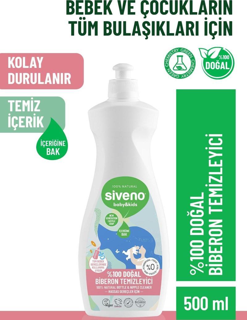 %100 Doğal Emzik Ve Biberon Temizleyicisi Bitkisel Elde Bulaşık Sabunu Nemlendirici Vegan 500 ml