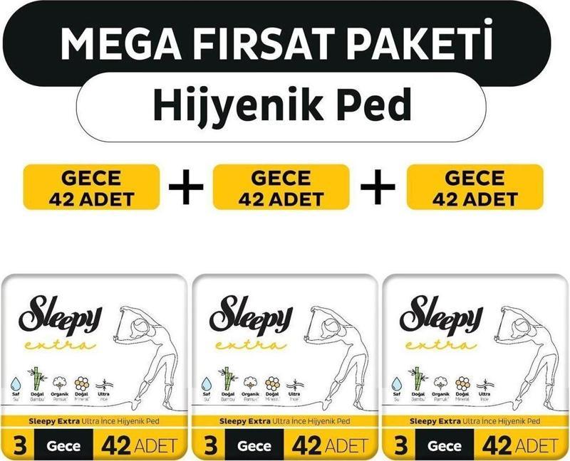 Extra Ultra İnce Hijyenik Ped Mega Fırsat Paketi Gece 126 Adet