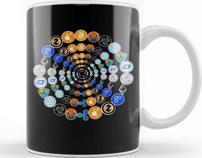Cryptocurrency Ethereum Bitcoin Litecoin Crypto Set Crypto Network Blockchain Technology Kupa Porselen