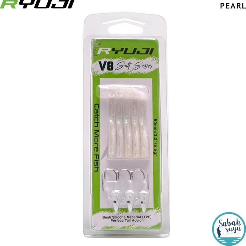 V8 8cm 5.5gr Silikon Yem Set (3+5) Pearl