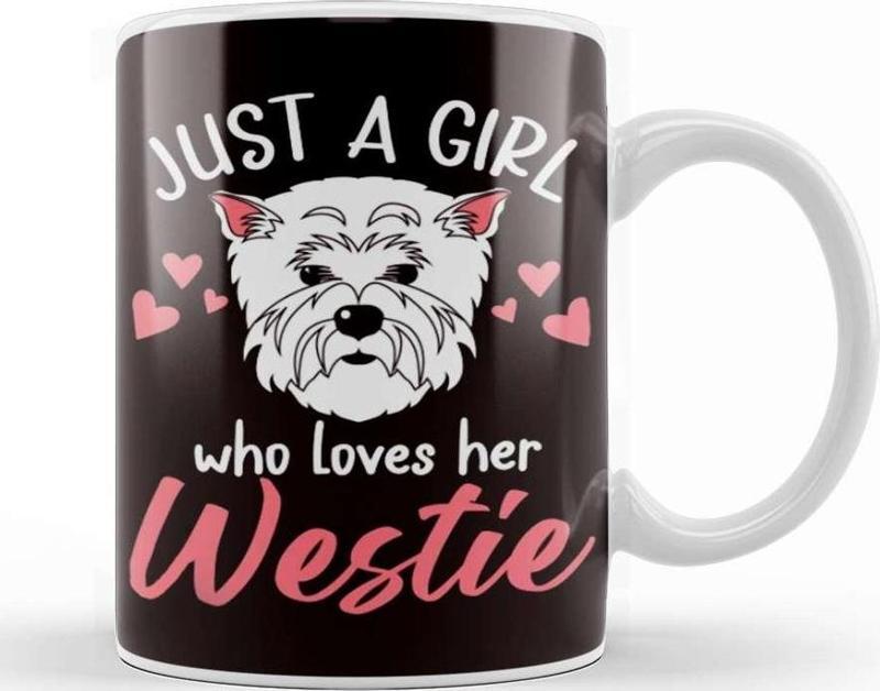 Girl Who Loves Westie West Highland Terrier Dog Breed Puppy Kupa Bardak Porselen