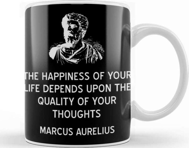 Stoic Happiness Depends On Your Thoughts Quote Marcus Aurelius Kupa Bardak Porselen