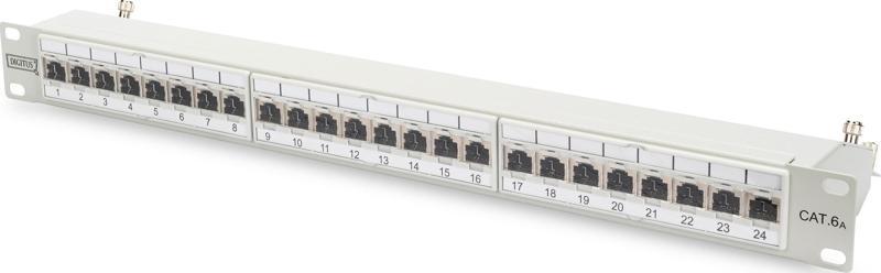 19 Inch 24 Port Cat-6a EA Sınıfı FTP Patch Panel, Zırhlı, 1U, tozdan korumak için kapaklı, 8