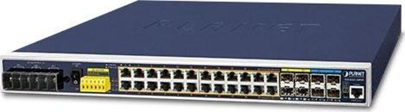 Industrial L3 24-Port 10/100/1000T 802.3at PoE + 4-Port 10G SFP+ Managed Ethernet Switch (-40~75 deg