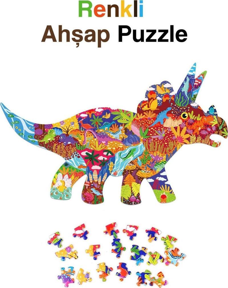 Renkli Hayvanlar Ahşap Kutulu Vip Puzzle Dinazor Serisi 3 202 Parça +5 Yaş Ve Yetişkinler