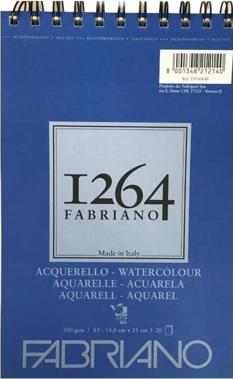 FABRIANO 1264 WATERCOLOUR A5 - 300 GR - F-1264 SULUBOYA DEFTERİ - ÜST SPİRALLİ 