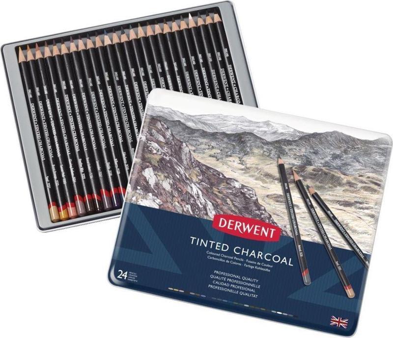 TINTED CHARCOAL PENCIL 24'LÜ METAL KUTU