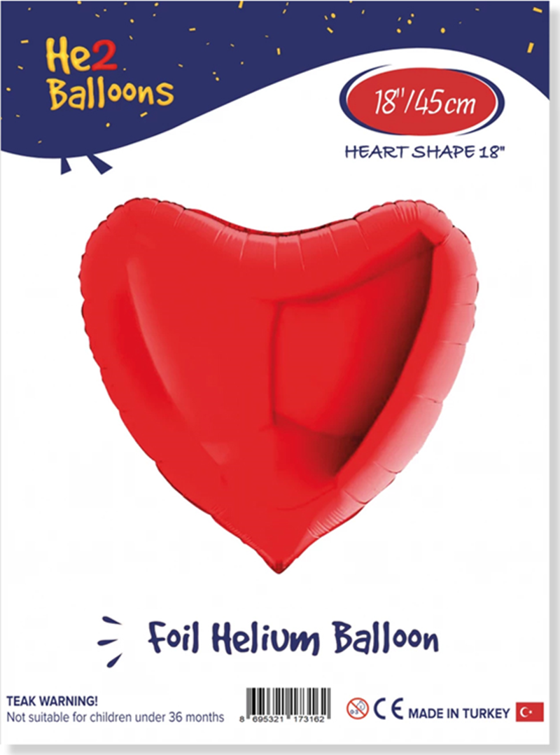 Kalp Folyo Balon 18" -Kırmızı-