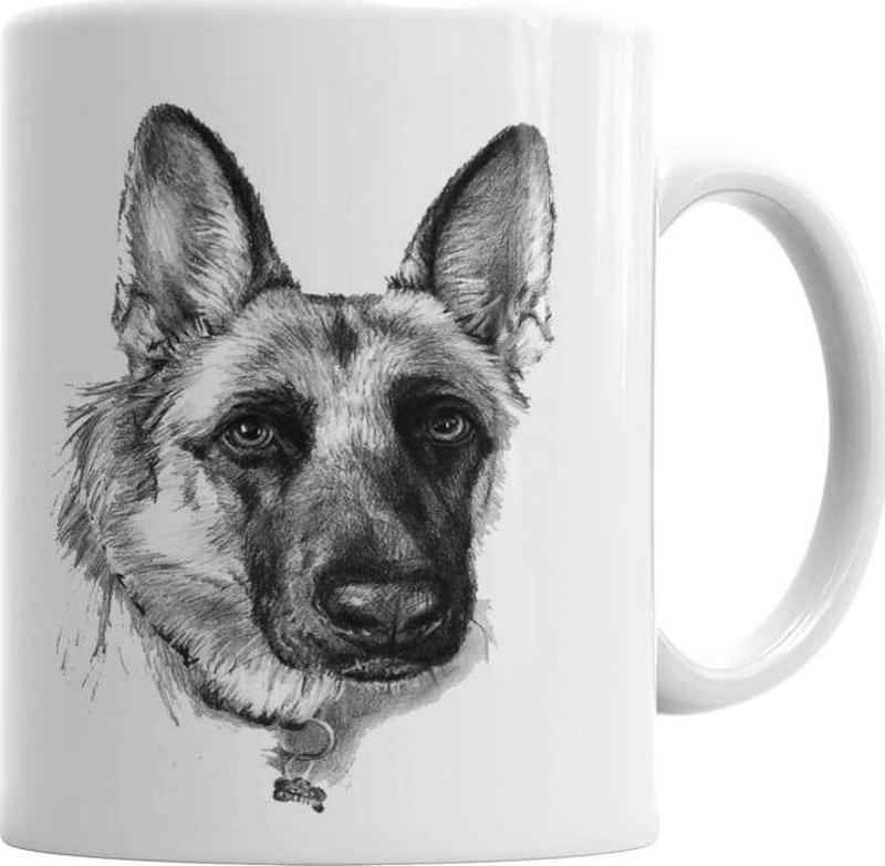 Alman Kurdu Pug Köpek Kupa Bardak Porselen