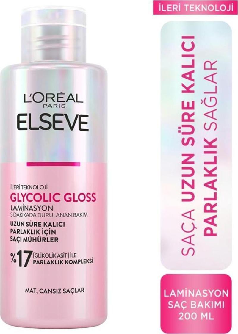 L'Oréal Paris Elseve Glycolic Gloss Parlaklığı Saça Mühürleyen Laminasyon 5 Dakikada Durulanan Bakım 200 ml