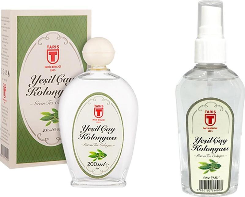 Tari̇ş Cam Şi̇şe Yeşil Çay Kolonyası 200 ml ve Sprey Yeşil Çay Kolonyasi 80 ml Set