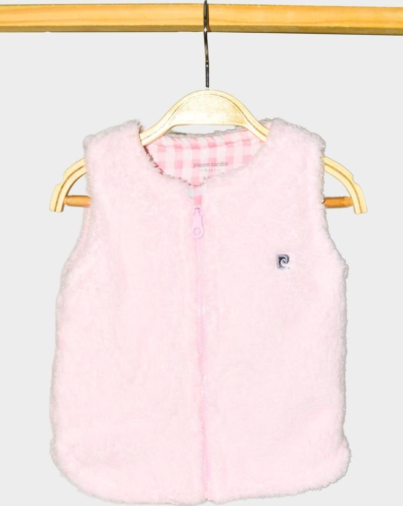 Fermuarlı Polar Bebek & Çocuk Peluş Yelek - PEMBE ,Unisex ,9 - 12 Ay