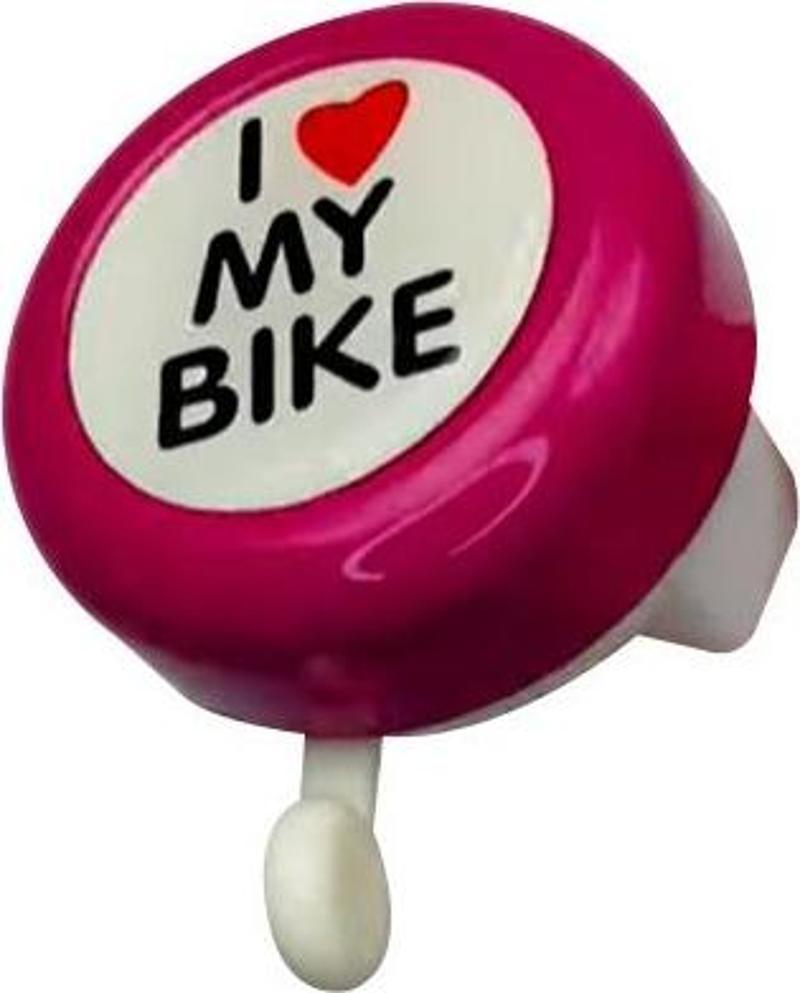 I Love My Bike Metal Sağlam Bisiklet Zili Pembe