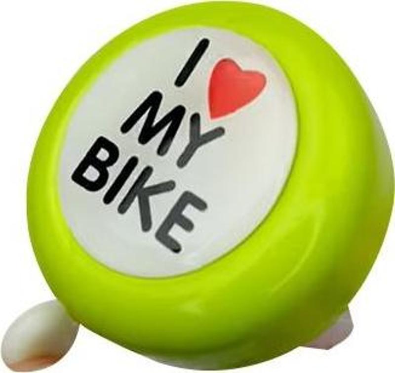 I Love My Bike Metal Sağlam Bisiklet Zili Yeşil