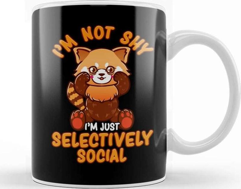 I M Not Shy I M Just Selectively Social Red Panda Kupa Bardak Porselen