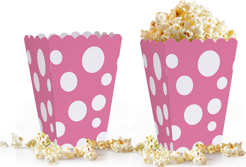 Popcorn Kutusu 8li -Puanlı Açık Pembe-