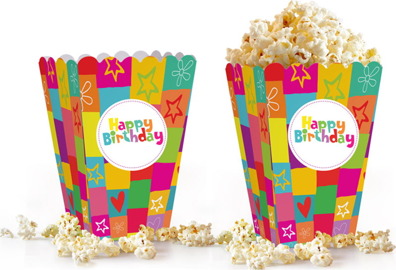 Popcorn Kutusu 8li--Happy Birthday-