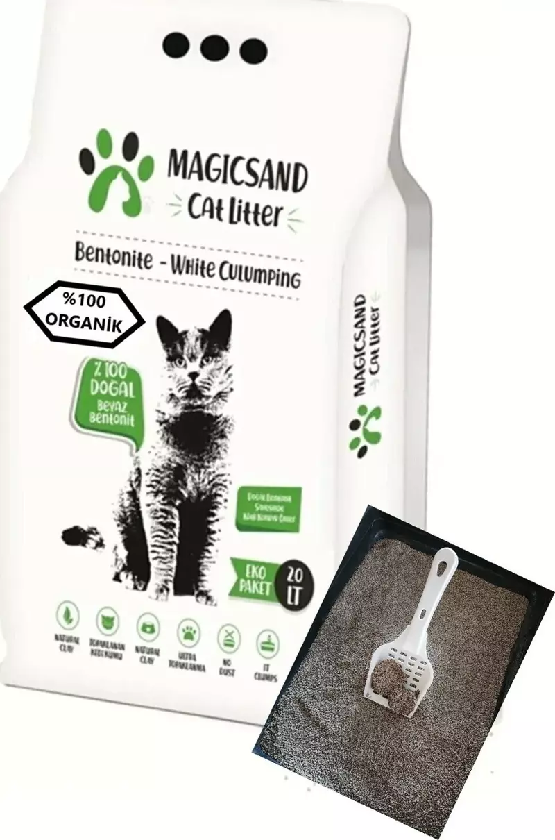 Magic Sand Yeni Nesil Kahverengi Organik Ekstra Topaklanan Ekonomik Boy Doğal Kedi Kumu - 20 Litre