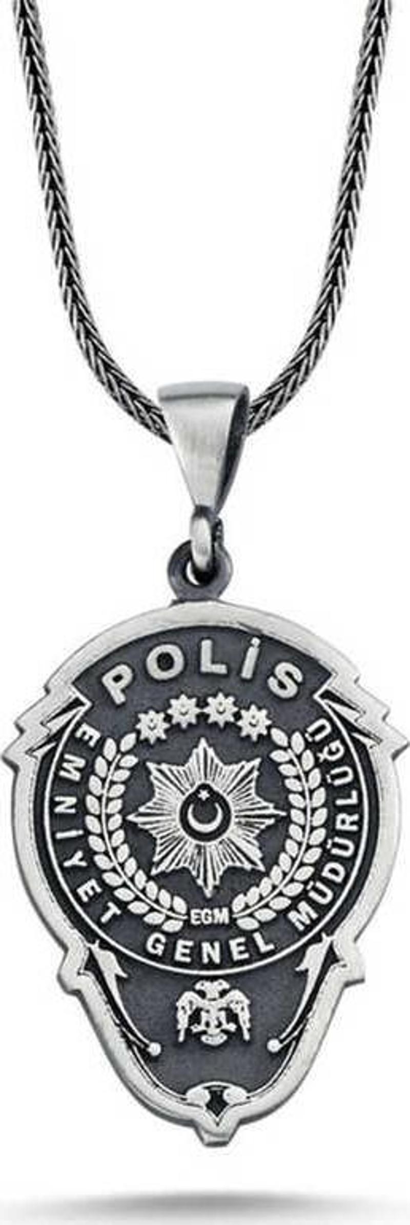 Gümüş Emniyet Teşkilatı Polis Armalı Kolye
