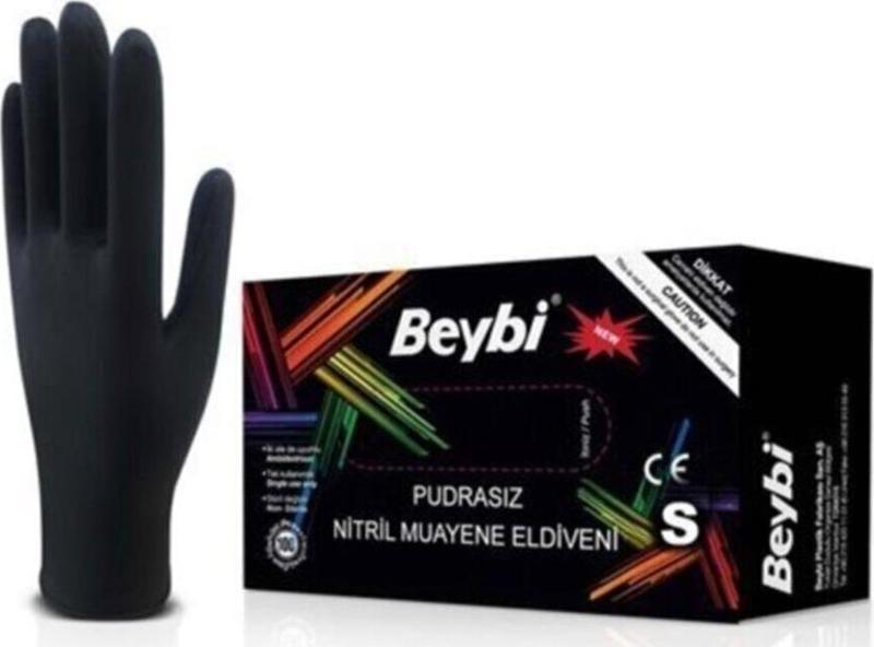 Nitril Njoy Pudrasız Eldiven Siyah Small (100 Lü Paket)