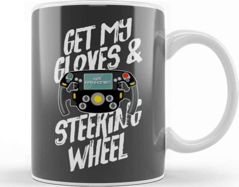 Kimi Raikkonen Get My Gloves And Steering Wheel Kupa Bardak Porselen