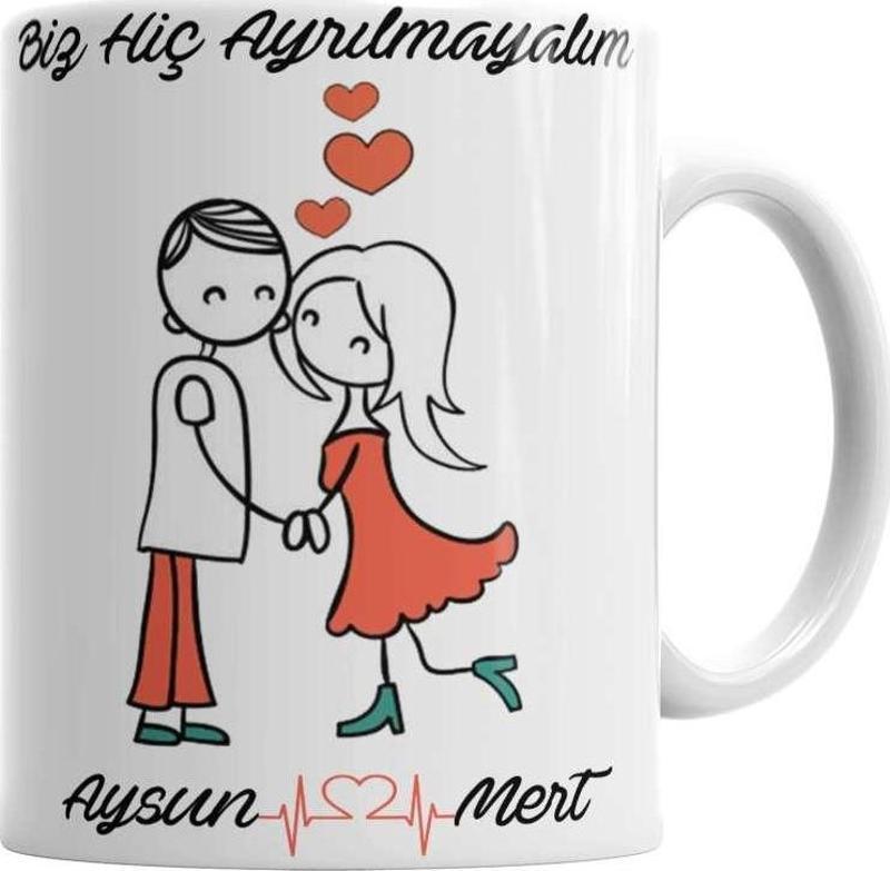 Kişiye Özel Aşk Sevgiliye Ellerimi Hiç Bırakma Kupa Bardak Porselen