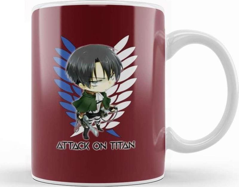 Attack On Titan Manga Art Levi Ackerman Chibi Kupa Bardak Porselen
