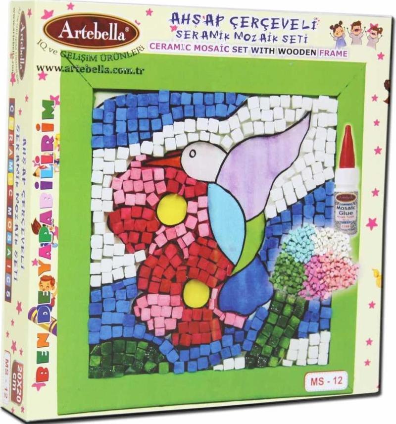 12 I Çocuk Ahşap Çerçeveli Seramik Mozaik Set 20x20 cm