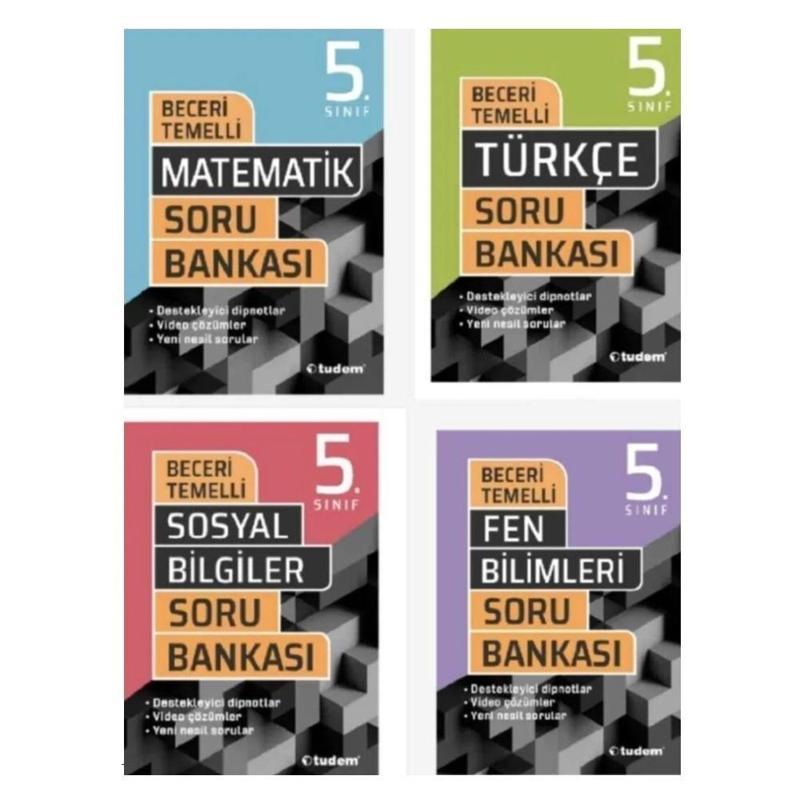 Tudem Yayınları  5. Sınıf Beceri Temelli Soru Bankası Seti (Türkçe-Matematik-Fen Bilimleri-Sosyal Bilimler)