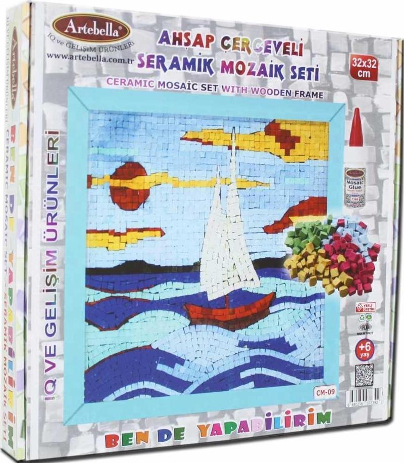 09 I Çocuk Ahşap Çerçeveli Seramik Mozaik Set +6 Yaş 32x32 cm