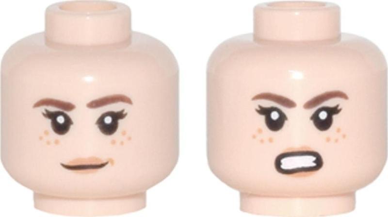 Orjinal Aksesuar Minifigür Minifigure Head Çift Surat Ten Rengi Kadın Çilli Gülen Sinirli Kafa