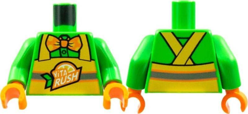 Orjinal Moc Custom Minifigür Minifigure Gövde Torso Sarı Tulumlu Yeşil Palyaço Kıyafetli