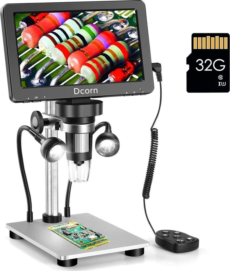 12MP 1080P Fotoğraf/Video Dijital Mikroskop - 7 Inc 1200X