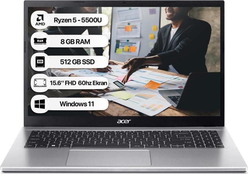 Aspire 3 A315-44P Ryzen 5 5500U 8 GB 512 GB SSD Win11 Home 15.6" FHD 60 Hz Taşınabilir Bilgisayar NX.KSJEY.006