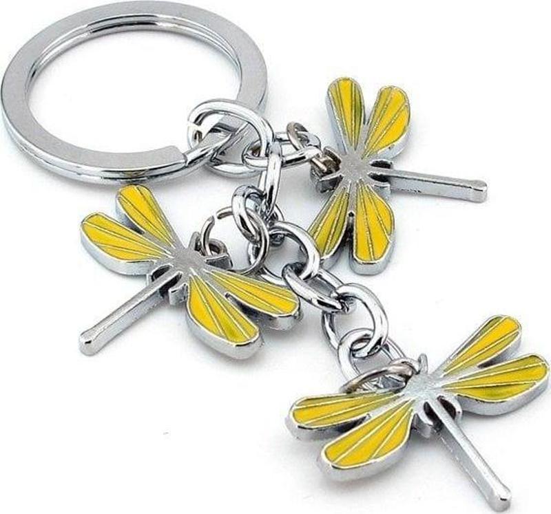 Sarı Kanatlar Yusufçuk Sallantılı Metal Anahtarlık Kc886