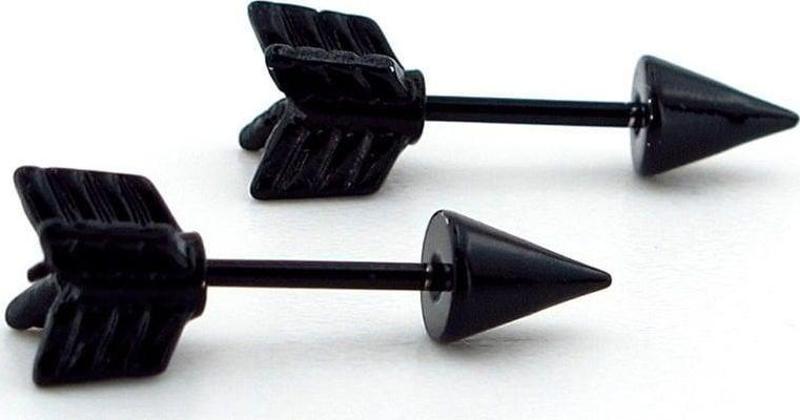Ok Şeklinde Siyah Paslanmaz Çelik Erkek Kadın Piercing Küpe ER013
