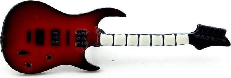 Kırmızı Elektro Gitar Müzik Yaka Çanta Süsü Metal Rozet Pin RZ148