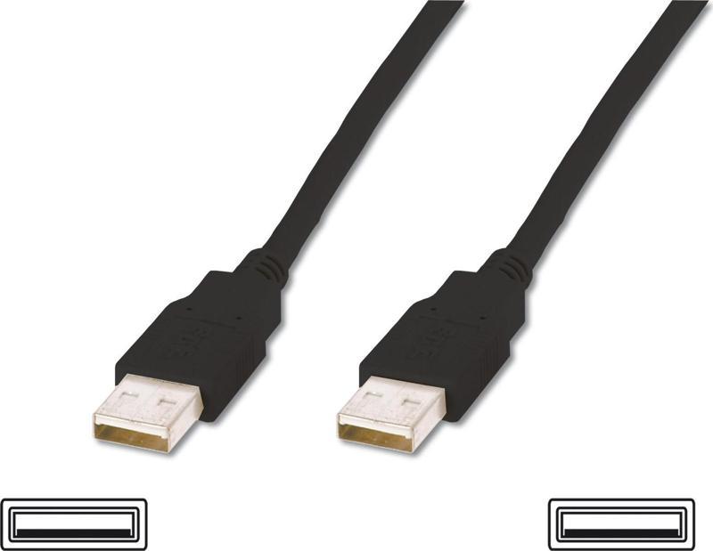 USB 2.0 Bağlantı Kablosu, USB A Erkek - USB A Erkek, 1.8 metre, AWG 30, USB 2.0 uyumlu, UL, siyah re