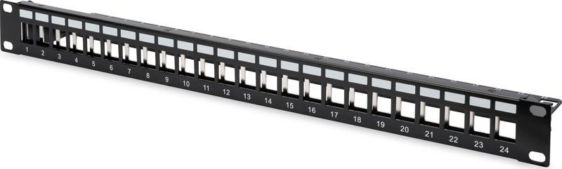 24 Port Boş Patch Panel, Zırhlı, 1U Yüksekliğinde, Siyah Renk Modular Patch